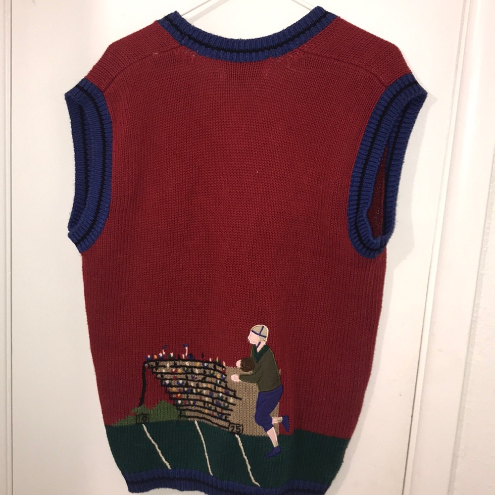 Vintage 80s Sharon Young Ramie Cheerleader/Futbol Vest - Picture 6 of 8